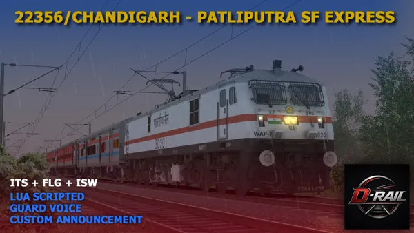 (ITS) 22356/Chandigarh - Patliputra SF Express by D-RAIL Indian Train Simulator Scenario on ECR (ARA - JHAJHA) FLG Route